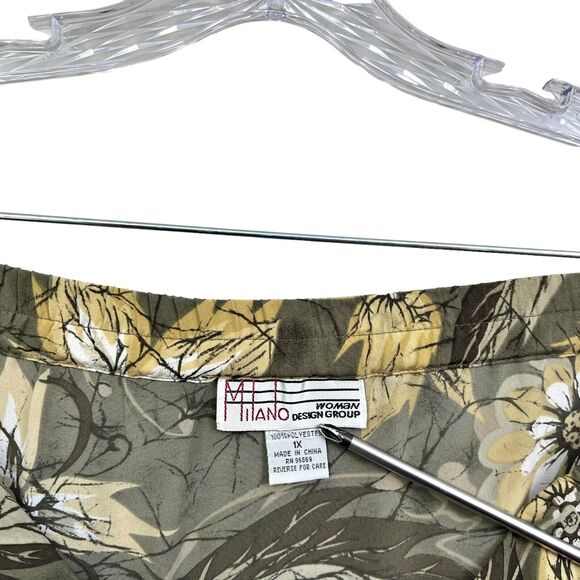 Milano Design Group Womens Maxi Skirt Floral Faux Wrap‎ Button Front Green Sz 1X - Picture 5 of 5